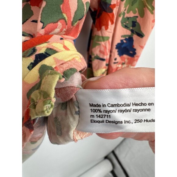 Eloquii Womens blouse top size 20 Floral Print Long Sleeve Blouse plus peach - Picture 4 of 7